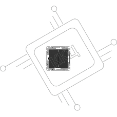 Механизм выключателя, двухклавишный EKF Эпика UP1-SWB-21, проходной, черный