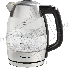 Чайник электрический Hyundai HYK-G9408, 1.9л, 2200Вт, черный/серебристый