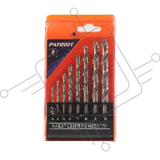 Набор сверл по металлу PATRIOT, HSS, 8 шт: 3,0-10,0мм, в пластиковом боксе