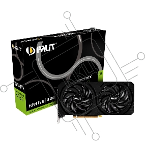 Видеокарта Palit RTX4060 INFINITY 2 OC NVIDIA GeForce RTX 4060 8Gb 128bit PCI-E 4.0 GDDR6 1830/17000 HDMIx1 DPx3 HDCP Ret