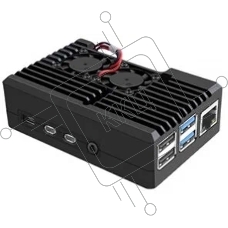 Компьютерный корпус закрытый Qumo Aluminum case with double black fans,  Raspberry Pi 4, black(RS021)