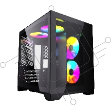 Компьютерный корпус Powercase Vision Micro, Black, Tempered Glass, 4х 120mm 5-color fan, чёрный, mATX  (CVBM-L4)