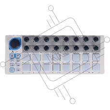 Контроллер MIDI [430101] Arturia [BeatStep] позволяет запускать клипы в Ableton Live, проигрывать ударные в BFD и EZDrummer, 16-шаговый аналоговый секвенсор, 16 пэдов, 16 энкодеров, CV выходы, USB In/Out, MIDI Out, совместимость с iPad