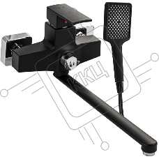 Смеситель в ванную BRIMIX 5564 длинный излив, шаровый, из высокопрочного пластика АБС, черный, квадратный корпус