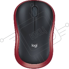 Мышь беспроводная Logitech M185 красный, 1000 dpi, радиоканал, USB, кнопки - 3