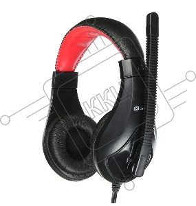Наушники с микрофоном Oklick HS-L100 черный/красный 2м мониторы оголовье (NO-530)
