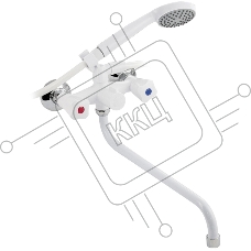 Смеситель в ванную BRIMIX 4402 длинный излив, металлокерамика с шаровым переключением из высокопрочного пластика АБС - БЕЛЫЙ