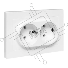 Розетка 2-м EKF UP1-SOW-210 СП Эпика 16А с заземл. без защ. шторок с рамкой механизм бел.