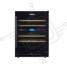 Винный шкаф встраиваемый Cellar Private CP043-2TB чёрный, 129 л, 2 отсека, 43 бут.