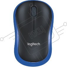Мышь беспроводная Logitech M186 черный/синий, 1000 dpi, радиоканал, USB, кнопки - 3
