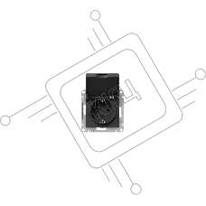 Механизм розетки EKF Эпика UP1-SOB-111-44 16А, IP44, с заземлением, со шторками, c крышкой, черный