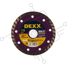 Диск алмазный отрезной DEXX MULTI UNIVERSAL 115 мм сегментированный по бетону, кирпичу, камню