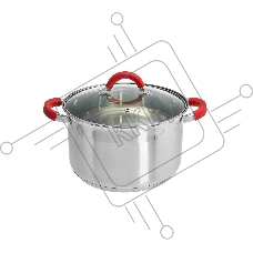Кастрюля WEBBER BE-344/2 6,6 л, из нержавеющей стали со стеклянной крышкой