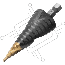Сверло ступенчатое Denzel 4-6-8-10-12-14-16-18-20-22-24-26-28-30-32 мм, Р6М5К5, 6-гр. хвостовик 723616