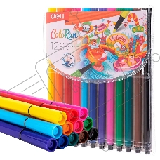Фломастеры Deli EC157-12 12цв. пакет с европодвесом
