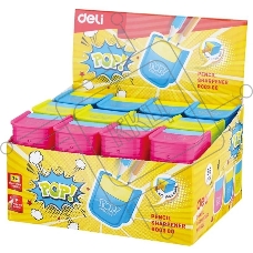 Точилка для карандашей ручная Deli ER00300 PoP 2 отверстия пластик ассорти дисплей