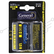 Батарейка General GBAT-LR20 (D)  щелочная  2шт в блист (800569)  (2/12/120)