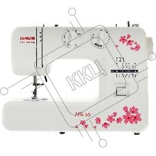 Швейная машина Janome MX 55 белый/розовый, электромеханическая, вертикальный качающийся, 15 операций, петля полуавтомат