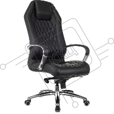 Кресло руководителя Бюрократ _Aura/Black черный, кожа, крестовина полированный алюминий Кресло руководителя Бюрократ _Aura/Black черный, кожа, крестовина полированный алюминий