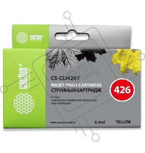 Картридж струйный Cactus CS-CLI426Y желтый для Canon MG5140/5240/6140/8140/MX884 (8,2ml)