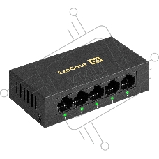 Коммутатор неуправляемый ExeGate EDES-1005D (5-портовый UTP 10/100Mbps, металлический корпус, с функцией энергосбережения (EEE), настольный/настенный)