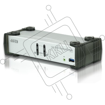 Переключатель, электрон., ATEN KVM+Audio+USB 3.0,  1 user USB+DP =>  2 cpu USB+DP, со шнурами DP 2x1.5м.+USB 2х1.8м., 3840x2160 30Hz, настол., исп.стандарт.шнуры, без OSD, некаскад., (DisplayPort ver 1.1)