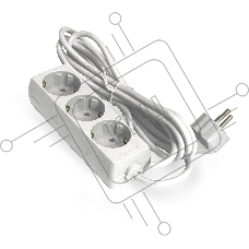 Удлинитель ExeGate ECE-3-3W (EX285806RUS), белый, 3 м, Евровилка с заземлением, 3 евророзетки с заземлением, 2200 Вт