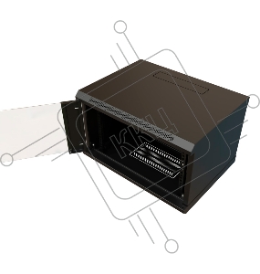 Шкаф коммутационный WRline (WR-TW-0945-GP-RAL9004) настенный 9U 600x450мм пер.дв.стекл 2 бок.пан. 60кг черный 370мм 500мм IP20 сталь