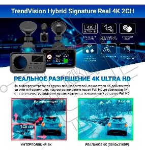 Видеорегистратор с радар-детектором TrendVision Hybrid Signature Real 4K 2CH GPS ГЛОНАСС