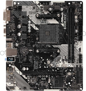 Материнская плата ASRock B450M-HDV R4.0 Soc-AM4 AMD B450 2xDDR4 mATX AC`97 8ch(7.1) GbLAN RAID+VGA+DVI+HDMI