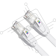 Патч-корд 2.0m LSZH PROF плоский прямой кат.7 ethernet, FTP, медь, белый, литой, экранированные коннекторы, RJ45, T568B, 4PH-R90380