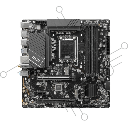 Материнская плата MSI PRO B760M-A WIFI Soc-1700 Intel B760 4xDDR5 mATX AC`97 8ch(7.1) 2.5Gg+HDMI+DP