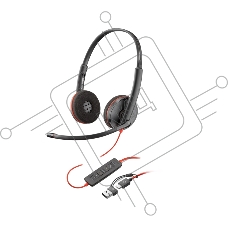 Гарнитура проводная Poly Blackwire 3220 Stereo USB-C Headset +USB-C/A Adapter (Bulk) черный