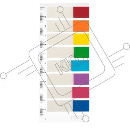 Закладки самокл. индексы пластиковые Hopax 21467 12x45мм 8цв.в упак. 15лист на линейке с цветным краем европодвес