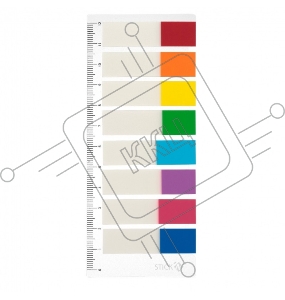 Закладки самокл. индексы пластиковые Hopax 21467 12x45мм 8цв.в упак. 15лист на линейке с цветным краем европодвес