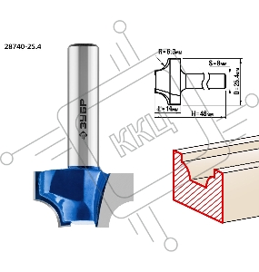Фреза пазовая фасонная №1 ЗУБР 25.4x14мм, радиус 6.3мм,