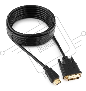 Кабель HDMI-DVI Cablexpert CC-HDMI-DVI-15, 19M/19M, single link, медь, позол.разъемы, экран, 4.5м, черный, пакет