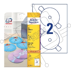 Этикетки самоклеящиеся Avery Zweckform CD/DVD L7676-25 A4, 196 г/м2, 50 л, покрытие супер глянец, белый