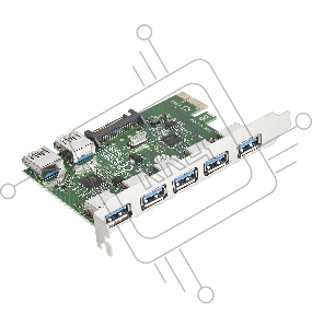 Контроллер ExeGate EXE-317 PCI-E 2.0, 5*USB3.0 ext + 2*USB3.0 int, разъем доп.питания (OEM)