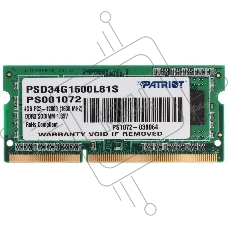 Оперативная память Patriot, DDR3L, 4GB (1x4 GB), 1600 MHz, CL11, SO-DIMM