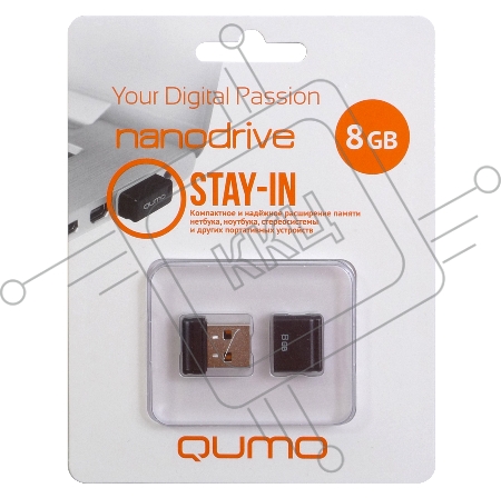 Флэш Диск USB 2.0 QUMO 8GB NANO QM8GUD-NANO-B Black