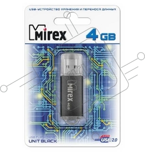 Флеш Диск Mirex 4GB Unit, USB 2.0, Черный
