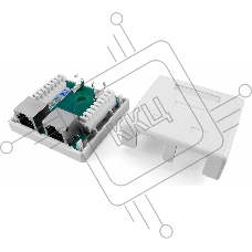 Розетка компьютерная RJ-45(8P8C), категория 5e, экранированная, двойная, внешняя, Dual IDC Hyperline SB1-2-8P8C-C5e-SH-WH