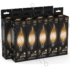 Лампа филам. Gauss Filament 5Вт цок.:E14 свеча 220B 2700K св.свеч.бел.теп. (упак.:10шт) (104801105)