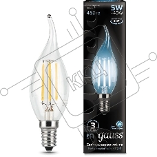 Лампа филам. Gauss Filament 5Вт цок.:E14 свеча 220B 4100K св.свеч.бел.ней. (упак.:10шт) (104801205)