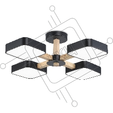 Светильник Ambrella light FL4880/4 BK/WD черный/дерево 72W 3000-6000K D610*160 (без ПДУ)