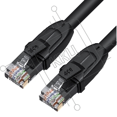 Патч-корд PROF прямой 20.0m, UTP медь кат.6, че, 24 AWG, ethernet high speed 10 Гбит/с, RJ45, T568B, GCR-52589
