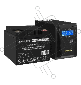 Комплект ИБП EX295986RUS + батарея 40Aч EX282976RUS 1шт (инвертор, синус, для котла) ExeGate SineTower SZ-600.LCD.AVR.1SH <600VA/360W, чистый синусоида, LCD дисплей, AVR, 1*Schuko, линейно-интерактивный, Black> + батарея ExeGate DT 1240 (12В, 40Ач) 1шт