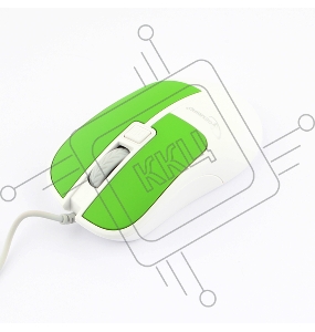 Мышь Gembird MOP-410-GRN, USB, зелёный, 3 кнопки+колесо кнопка, soft touch, 1600 DPI, кабель 1.5м