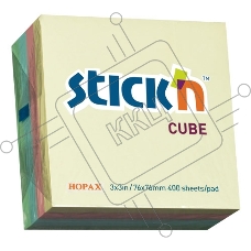 Блок самоклеящийся бумажный Stick`n 21013 76x76мм 400лист. 70г/м2 пастель 4цв.в упак.